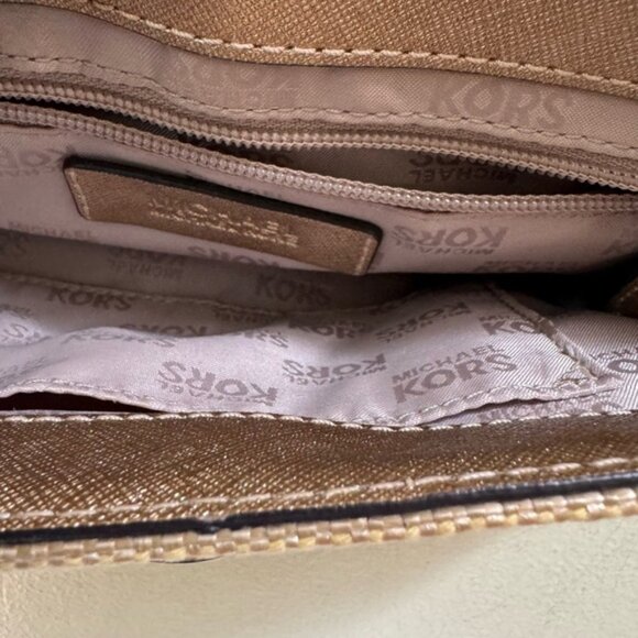 Michael Kors Violet Vivian Leather Straw Raffia Metallic Chain Shoulder Bag Tote - Picture 14 of 16